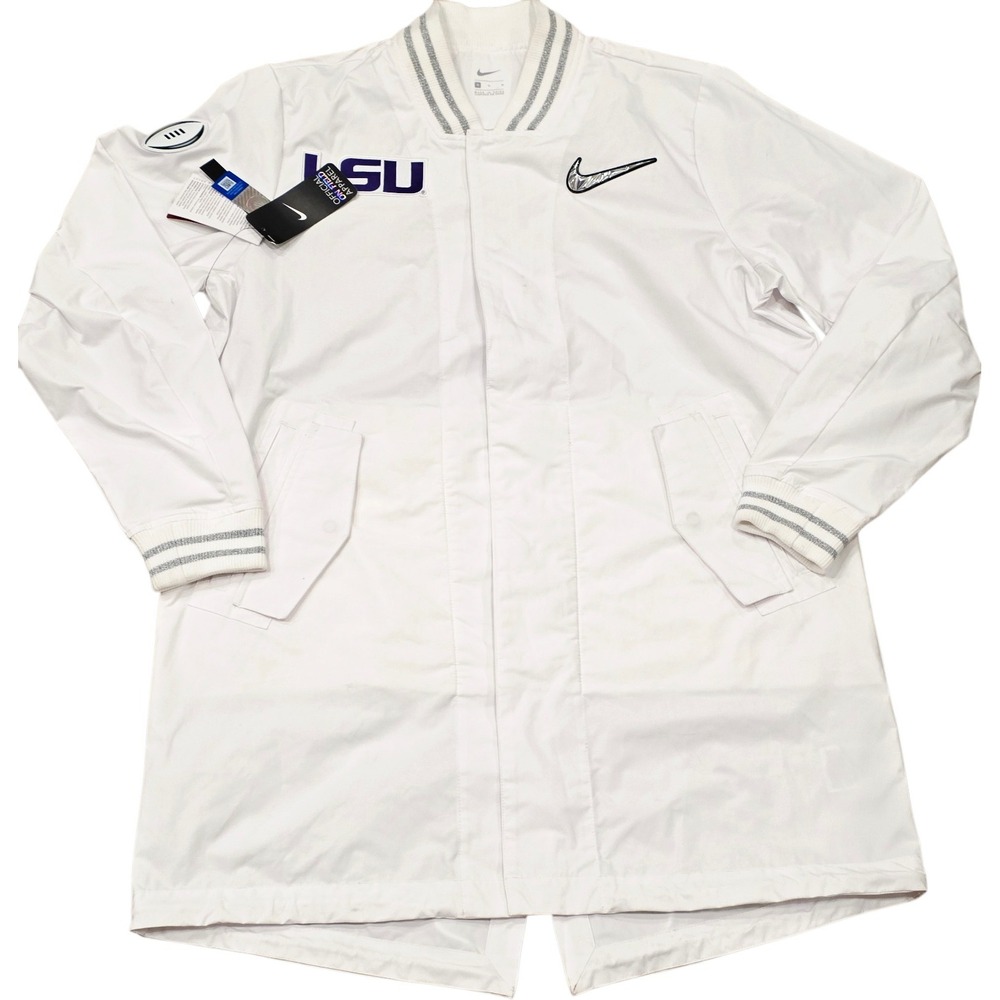 NIKE ON-FIELD x LSU TIGERS Sz Medium BCS Sideline Players Parka Snap Front White